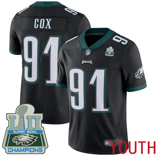 Youth Philadelphia Eagles 91 Fletcher Cox Black Alternate Vapor Untouchable NFL Jersey Limited Player Super Bowl1